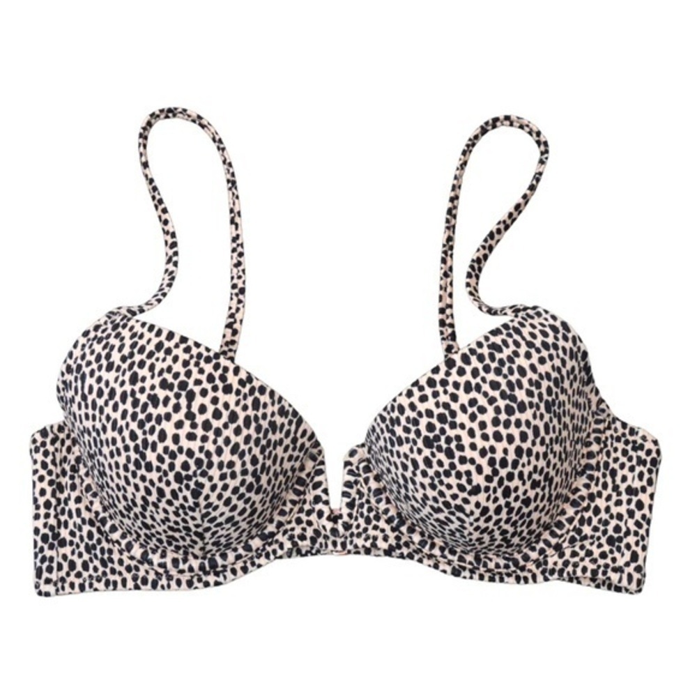 Shade & Shore Leopard V-Wire Bikini‎ Top, Size 34B